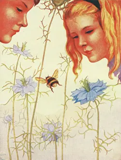 Illustrating: The Bee – girl and boy looking at a bee