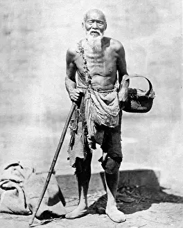 Itinerant: Beggar in ragged clothing, China