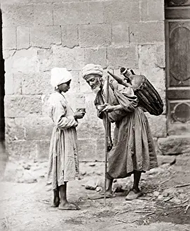 Seeking: Beggar seeking alms, Egypt, circa 1880s