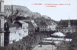 Bartholdi: Belfort, France - La Place d'armes, l'Hotel de Ville, Castle
