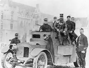 Headlamp: Belgian armoured car and crew, WW1