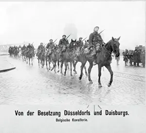 Duesseldorf: Belgian cavalry in an occupied German city, 1921
