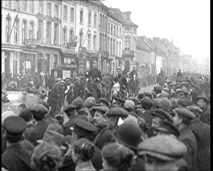 Retreating: Belgian Cavalry Retreating Along A Crowd Lined Street