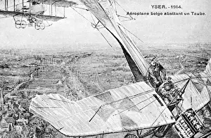 Yser: Belgian plane shooting down a Taube over Yser, WW1