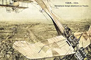 Yser: Belgian plane shooting down a Taube over Yser, WW1