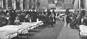 Accommodated: Belgian refugees accommodated at Alexandra Palace, WW1