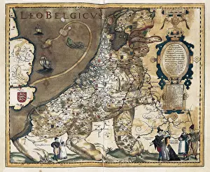 Hogenberg: BELGIUM. Sint-Niklaas. Mercatormuseum. Leo Belgicus
