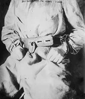 Padlock: Detail of belt and handcuffs on an insane ?