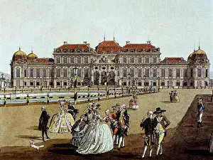 Belvedere: Belvedere Palace. Vienna. Austria. Engraving. Colored. 1785