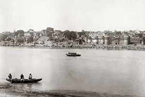 Ganges: Benares (Varanasi), across the Ganges, India, c.1880's
