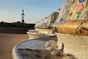 Trencadis: Bench, Terrace, Park Guell, Barcelona, Catalonia, Spain