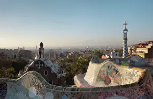 Trencadis: Bench, Terrace, Park Guell, Barcelona, Catalonia, Spain