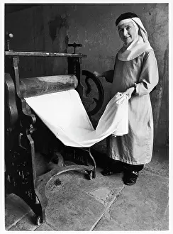 Backward: Benedictine nun doing the laundry, Talacre Abbey