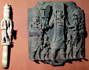 Benin: Benin bronze; plaque of warrior chief of the Bini