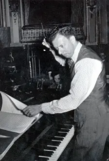Benjamin Britten, English composer, opera rehearsal