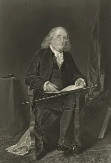 Chappel: Benjamin Franklin, holds a document while