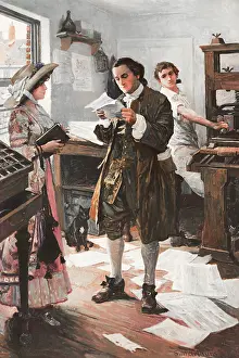 Grandson: Benjamin Franklin in his Philadephia printing shop
