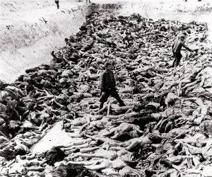Dysentery: Bergen-Belsen Concentration Camp - A mass grave