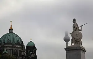 Fernsehturm: Berlin Cathedral dome and statue, Berlin, Germany