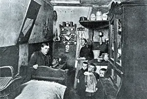 Labourer: Berlin labourer and his family at home