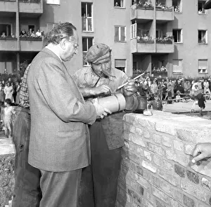 Marienfelde: Berlin - laying of foundation stone for Marienfelde Refugee