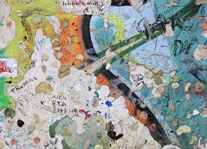 Vandalised: Detail of the Berlin Wall covered in graffiti