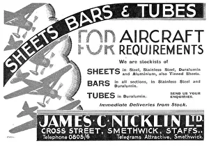 Smethwick: Bernard Nicklin & Co. Smethwick. Aeroplane Steel Sheets