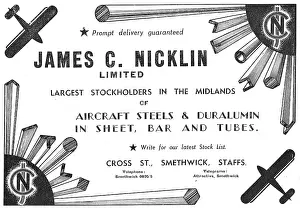 Smethwick: Bernard Nicklin & Co. Smethwick. Aeroplane Steel Sheets
