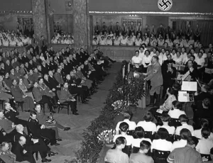 Lectern: Bernhard Rust at the Berlin Student Day, 1938