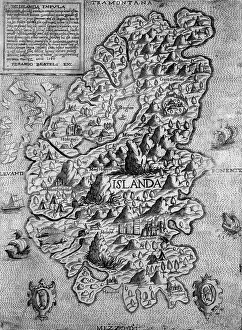 Mineralogical: BERTELLI, Fernando (16th century). Map of Iceland