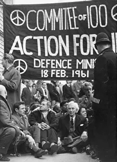 Pacifism: Bertrand Russell with others on a CND campaign