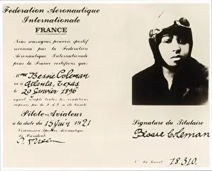 Internationale: Bessie Coleman, Pilot License, 1921