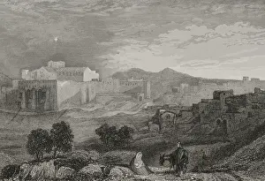 Aubert: Bethlehem. General view. Engraving by Aubert