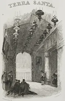 Devotion: Bethlehem. Shrine of the Nativity. Engraving by Rouargue