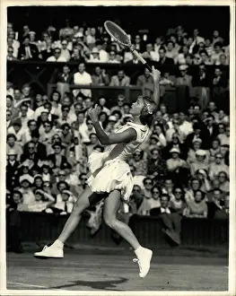 Beverly Baker Fleitz in tennis match at Wimbledon