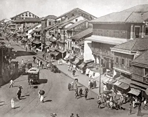 Bombay: Bhendy Bazaar Road Bombay, Mumbai, India circa 1880s