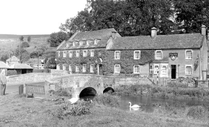 Bibury: Bibury, Swan Hotel and Bridge c1960