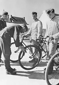 Unemployment: Bicycle roll call at a RAD unit, 1943