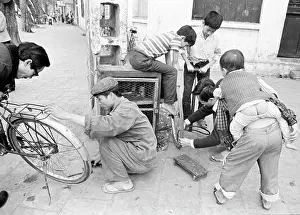 Haiphong: Bicycle workshop in Vietnam, 1980