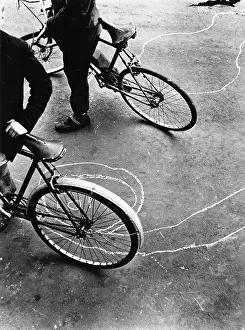 Saddles: Bicycles and chalk marks, Portland Road