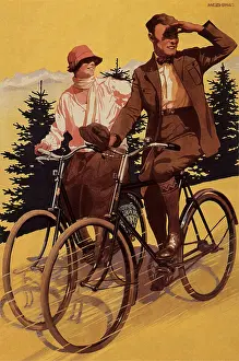 Bike Couple with Pines