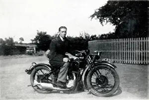 Rudge: Biker on his 1929/30 Rudge motorcycle