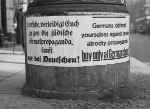 Atrocity: Bilingual poster with anti-Semitic propaganda