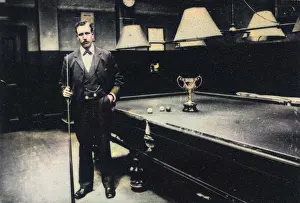 Billiards: Billiards champion with trophy