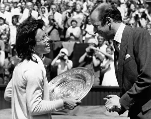Slam: Billie Jean King with trophy at Wimbledon