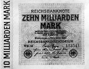 Inflation: Ten billion Mark note, 1923