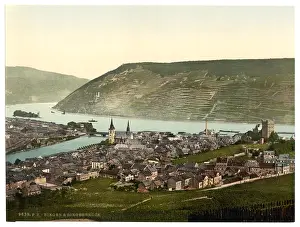 Bingen: Bingen and the bridge, the Rhine, Germany