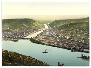 Bingen: Bingen and the bridge, the Rhine, Germany