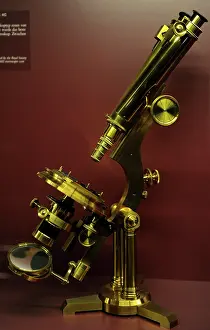 Microscope: Binocular microscope large Best'. London, around 1890