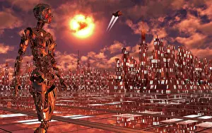 Anthropomorphic: A biomechanical being exploring its exoplanet colony